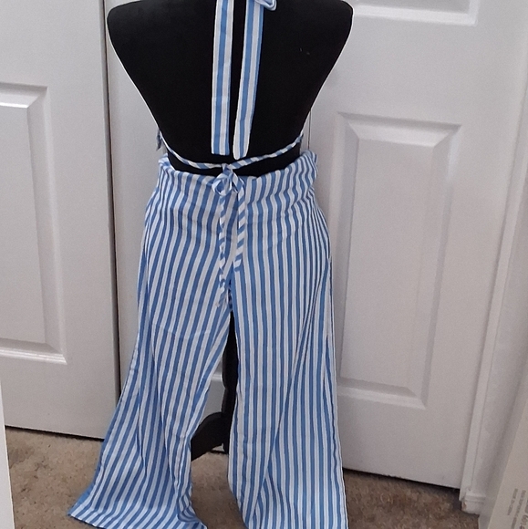 Blue and White Striped Halter Top & Pants   Size S - Picture 8 of 9